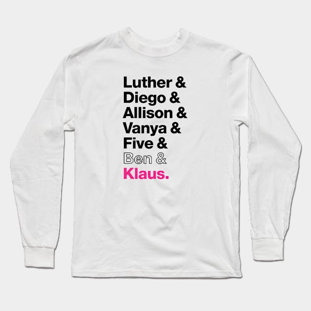 The Members of the Umbrella Academy - Black, Clear, Pink Long Sleeve T-Shirt by viking_elf